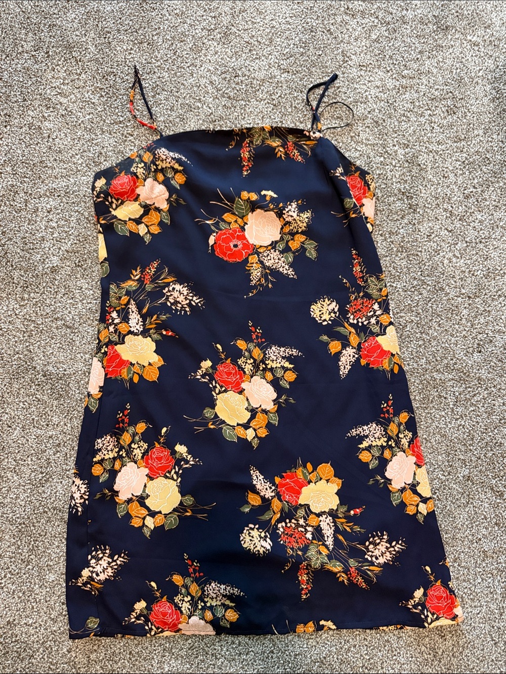 miami Navy Floral Slip Mini Dress with Spaghetti Straps